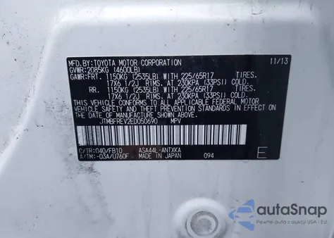 2014 Toyota Rav4 Le z USA, uszkodzony, nr VIN JTMBFREV2ED050690